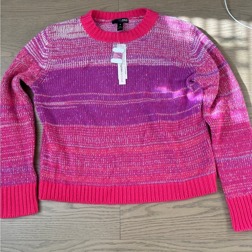 Pink and purple detailed cashmere sweater